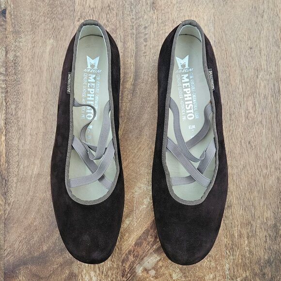 Mephisto Bayka Leather Flats Womens 9.5 Brown Elastic Strap Mary Jane Ballet - Picture 7 of 8